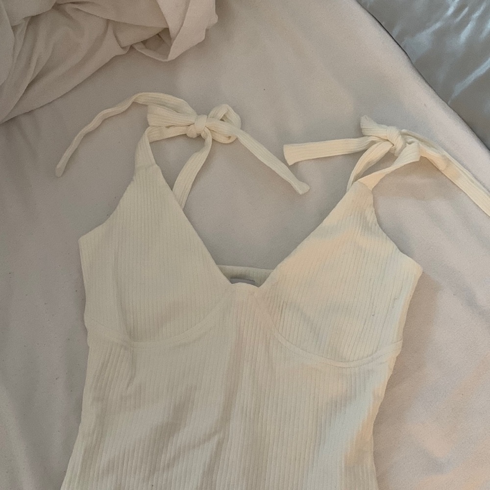 Princess Polly Cream Ribbed Bodysuit